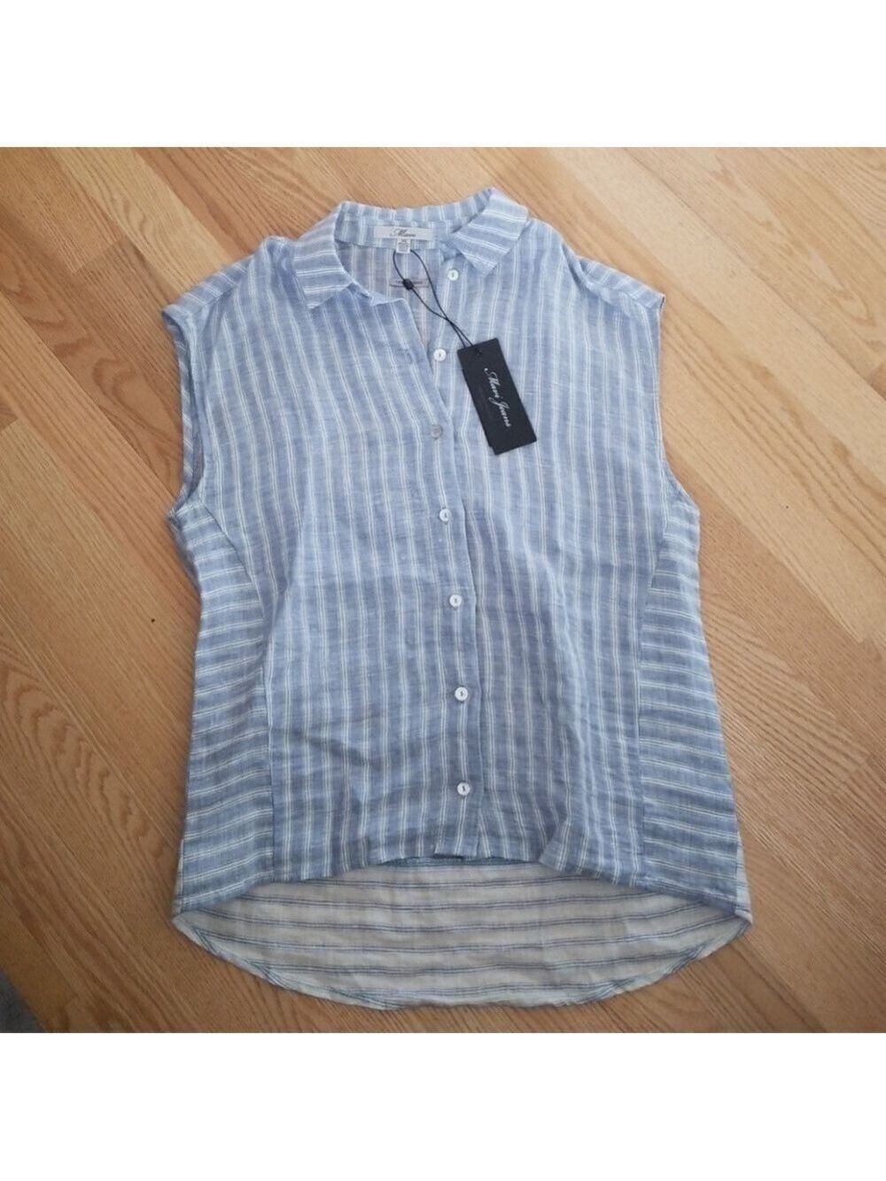 Mavi Jeans Button Up Blue White Stripe Linen